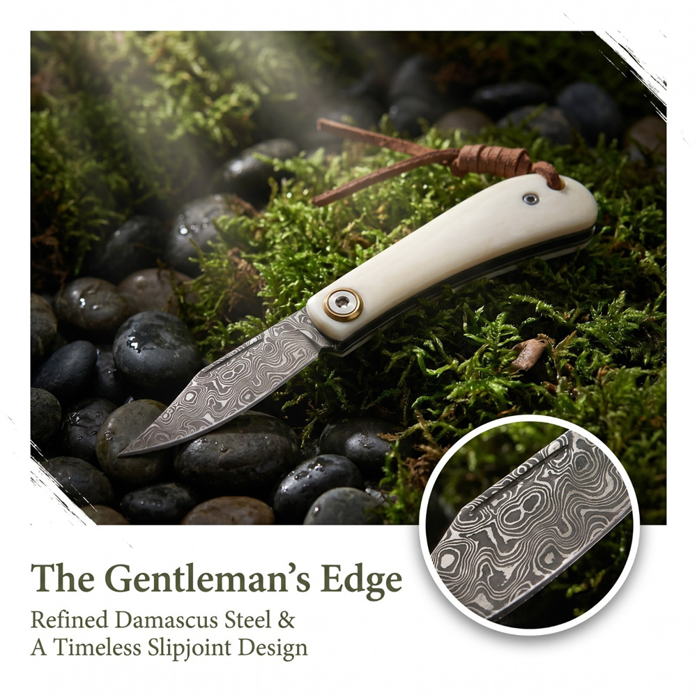 Compact Vintage EDC Damascus F - Vintage Collectible Pocket Knives review and price