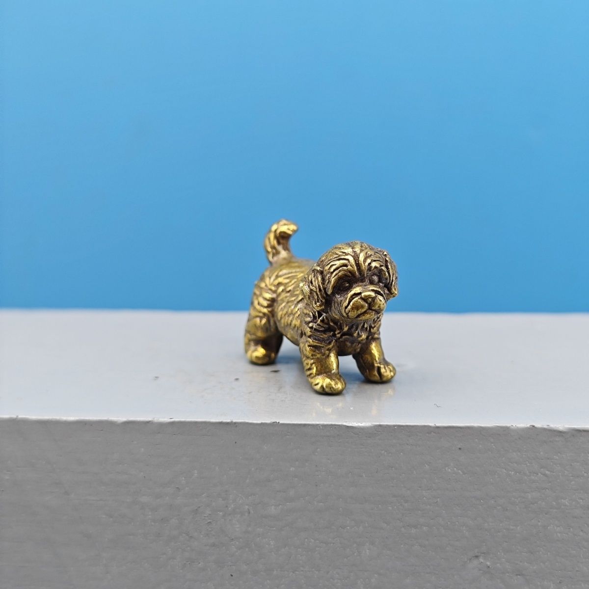 Mini Brass Dog Statue French B - Vintage Collectible Teddy Bears review and price