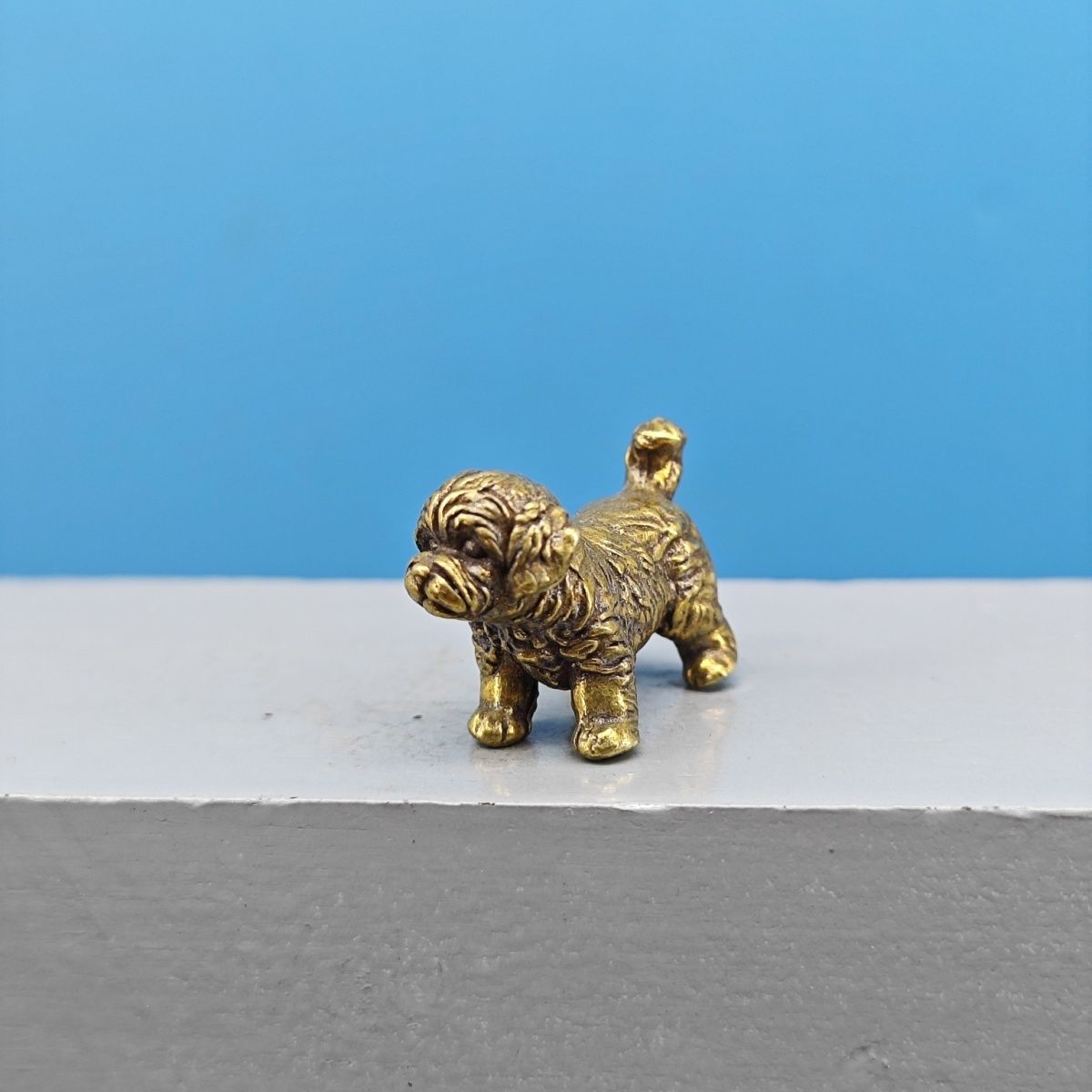 Mini Brass Dog Statue French B - Vintage Collectible Teddy Bears review and price