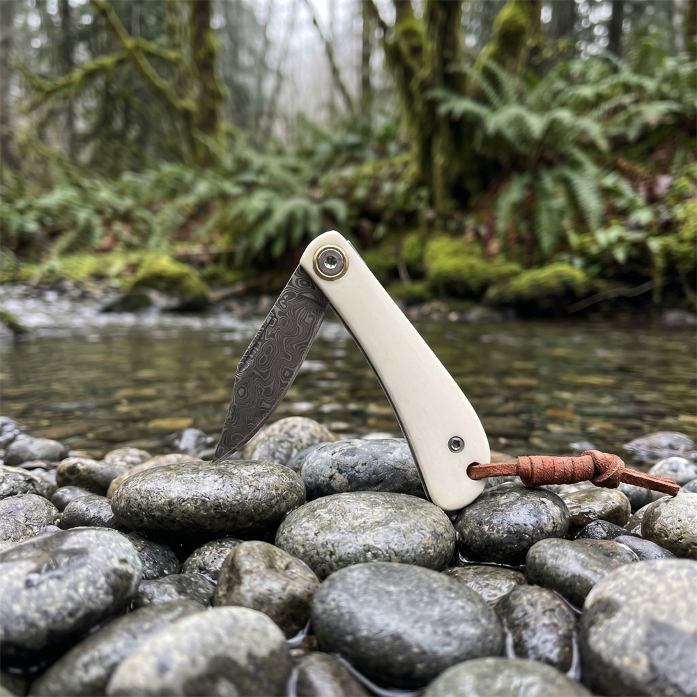 Vintage Damascus Folding EDC P - Vintage Collectible Pocket Knives review and price